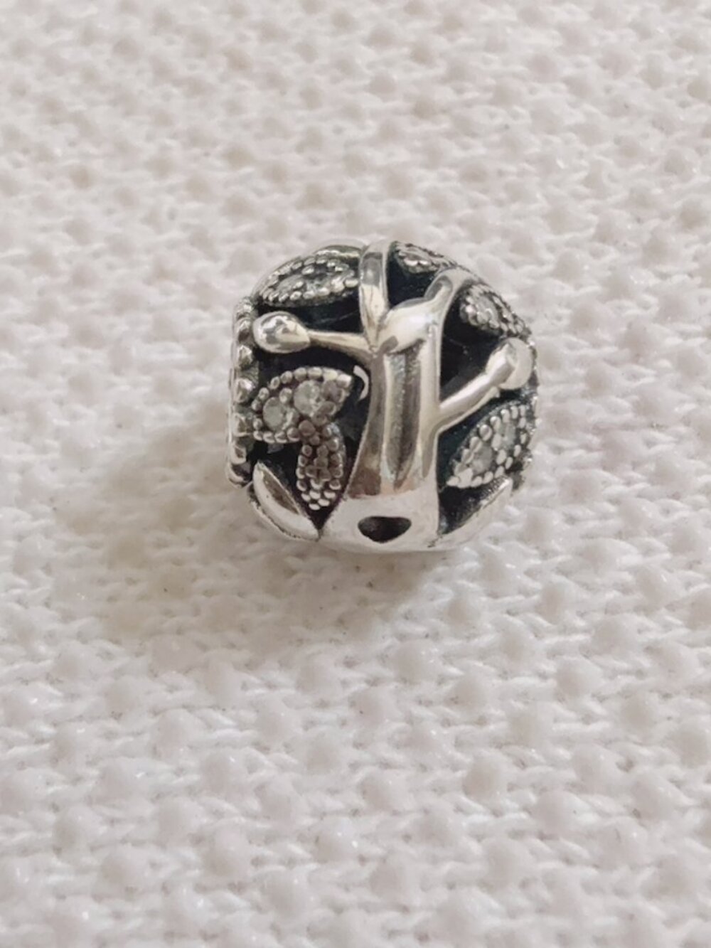 Family Tree Charm Sparkling Leaves Openwork Charm For Pandora Bracelet